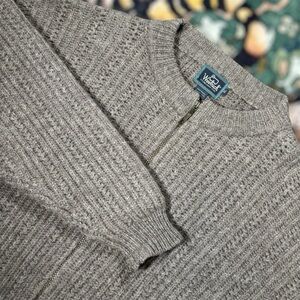 Vintage 90s Woolrich 100% Wool Ribbed Chunky Hand Knit Full Zip Cardigan Sweater